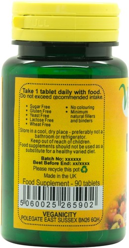 Veganicity B12 100µg : Heart Health Supplement - 90 Tabs - Picture 2 of 3