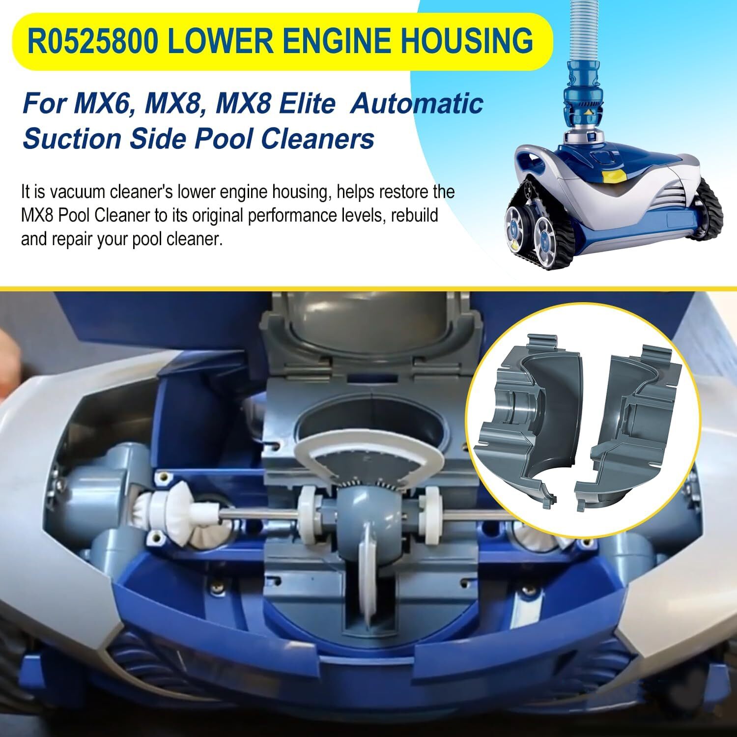 R0525800 Lower Engine Housing Kit for Zodiac Baracuda MX6 MX8 Elite Pool Cleaner