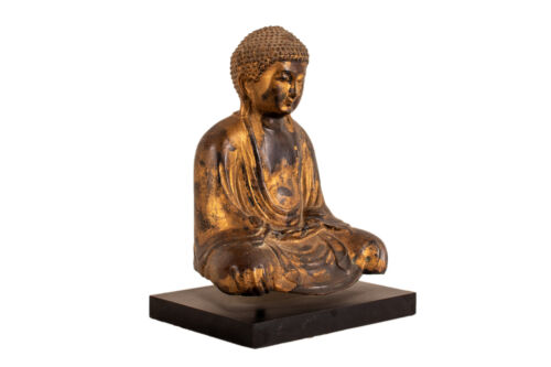 Ein Antiker Buddha Amitabha Bronze & Goldlack Japan 18./19. Jh. Edo / Meiji Zeit - Bild 3 von 8