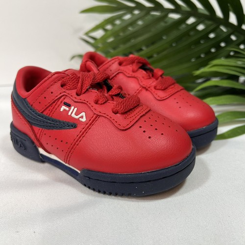 FILA Baby Sneakers Shoes Red White Blue Navy F-13 Retro Toddler Baby Size 5