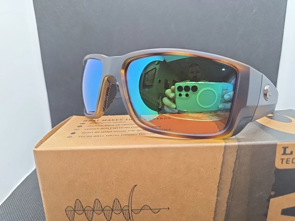 Costa Del Mar Blackfin PRO Tortuga/Espejo Verde Vidrio POLARIZADO 580G - NUEVO Foto 4 de 4