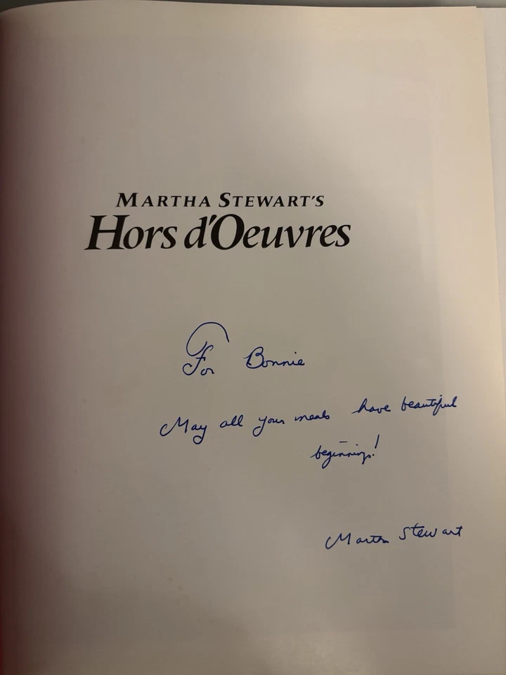 Martha Stewarts Hors d’Oeuvres 1984  1st Ed Inscribed Signed DJ read description - Image 2 of 4