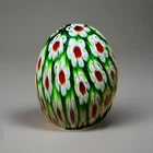 Vintage Murano Glass Paperweight,encased flowers Egg Shaped MILLIEFIORI