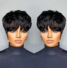 Pixie Cut Wig Human Hair Short Pixie Cut Wigs for Black Women Human Hair Glue...