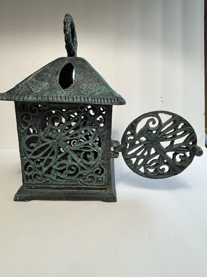 Linterna pagoda de hierro fundido PUERTA REDONDA libélula tema japonés anillo superior adjunto Foto 4 de 4