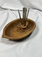 Vintage 5" x 8"  NUT SHAPE   Burwood Nut Bowl Nutcracker Pick Tool Set USA