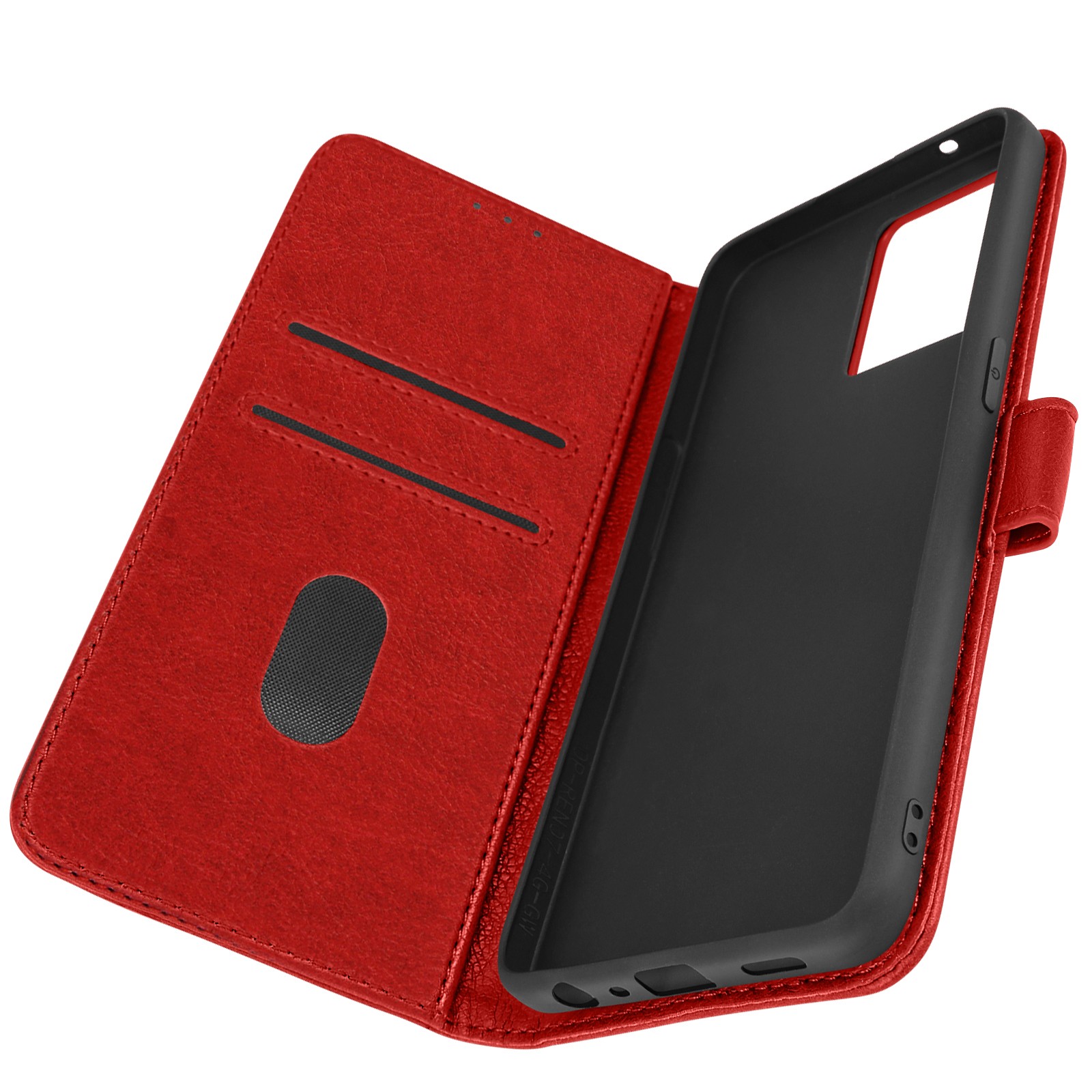 Coque Oppo Reno 7 rabat portefeuille et béquille de visionnage en simili cuir rouge