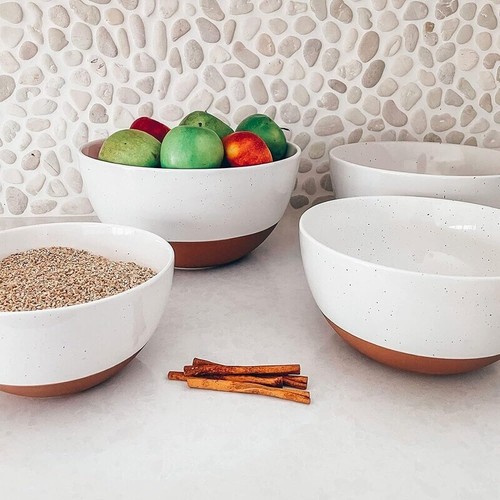Set of 2 Nesting Ceramic Large Mixing Bowls Cooking Serving Dishwasher Safe New - Picture 7 of 7