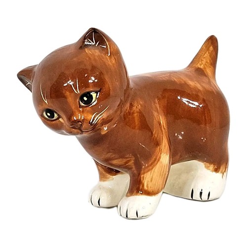 Vtg Seymour Mann Cat Kitten Brown White Porcelain Figurine Japan Tail Up 5" Read - Picture 1 of 13