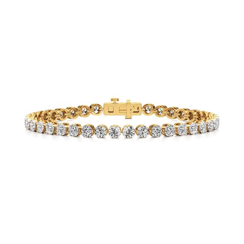 Round Cut Lab Grown Diamond Tennis Bracelet 14k Yellow Gold 6 CT - Picture 1 of 14