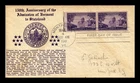 US COVER VERMONT 150TH ANNIVERSARY FDC SCOTT 903 PAIR THERMOGRAPHED CACHET