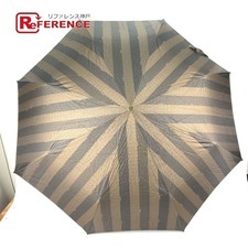 FENDI Pekan Folding Umbrella Nylon Brown Compact Travel Premium Authentic