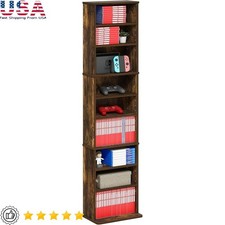 9-Shelf Media Storage Rack Adjustable DVD CD Blu-ray Game Organizer Wood Shelf