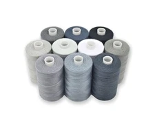 Gray Sewing Threads - 10 Large Spools of Polyester Thread for Hand Quilting &...