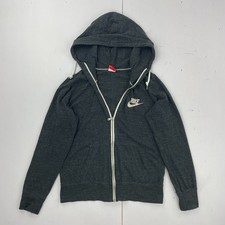 NIKE felpa con cappuccio grande grigia da donna con cappuccio e logo full zip