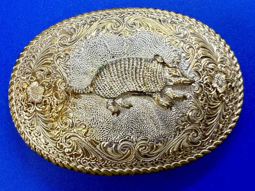 Armadillo Texas Animal Vintage Bronze El Arturo Crumrine Western Belt Buckle - 第 1/21 張圖片