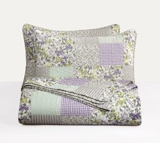 3-Piece Purple Butterfly Patchwork Quilt Set, Reversible Queen Bedspread