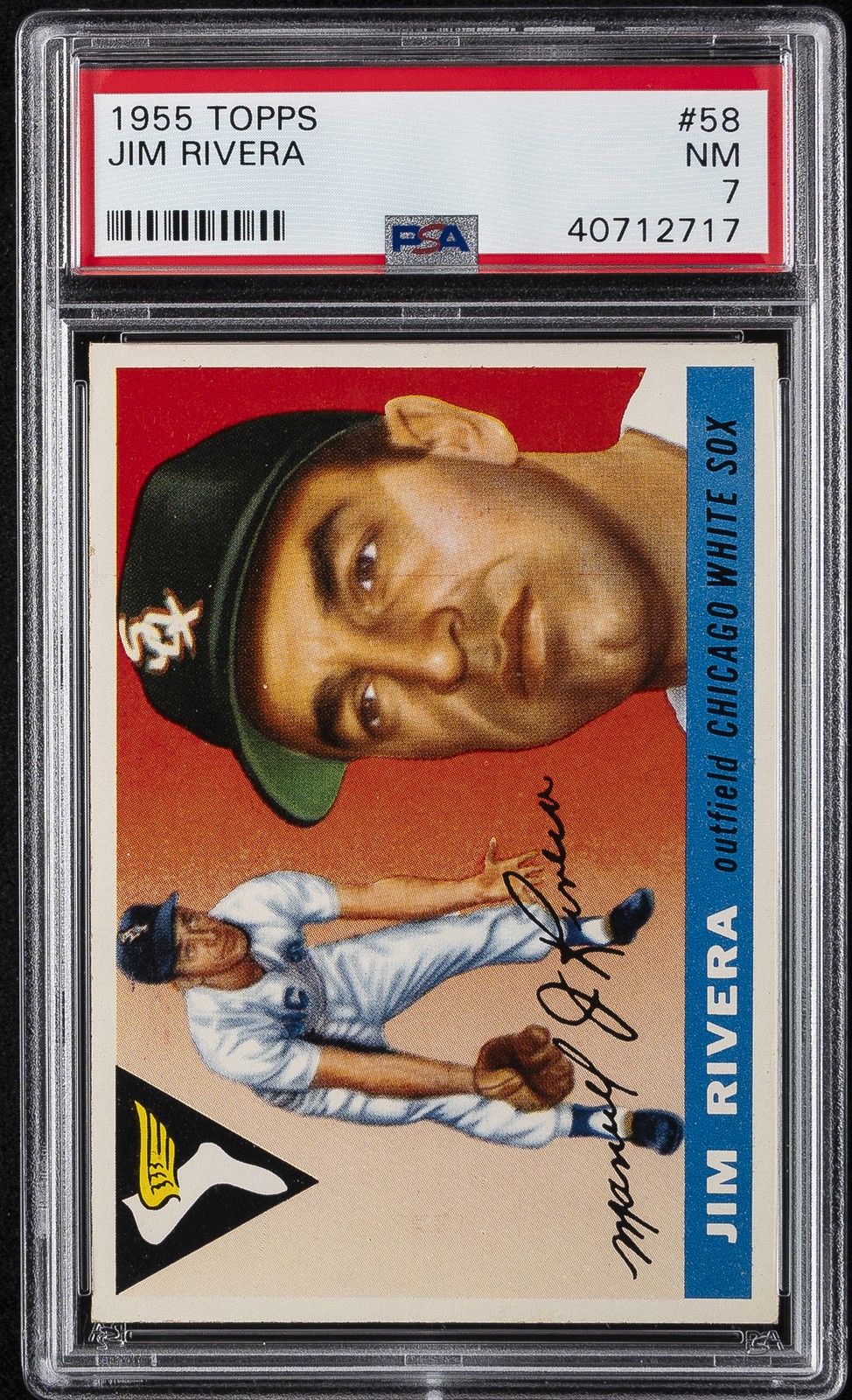 1955 TOPPS #58 JIM RIVERA PSA 7