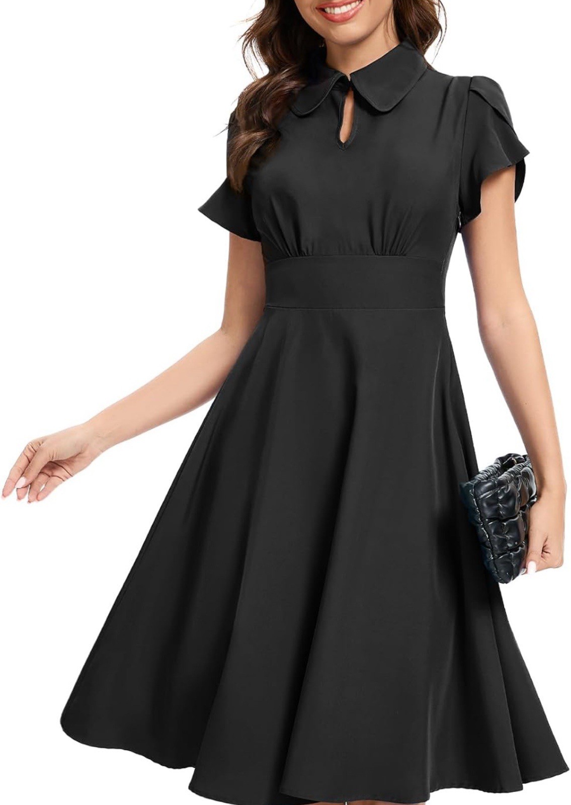 Vintage Collar Women's Short Sleeve Semi-Formal Dress XL BBOnlineDress