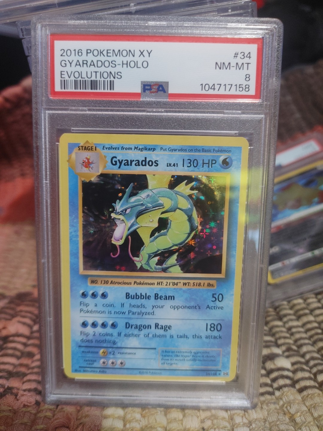 2016 Pokemon XY Gyarados Foil Evolutions #34 Psa 8
