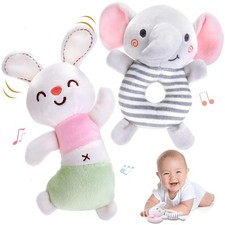 FPVERA Baby Rattles 0-6 Months: Soft Rattle Toys for Newborns, Plush Gray