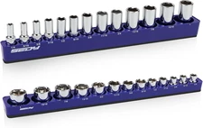 2-Piece 3/8"-Drive SAE Magnetic Socket Organizer Set (Holds 26 Sockets) - Detach
