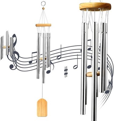 Klassisches Windspiel aus Ton und Aluminium für den Außenbereich