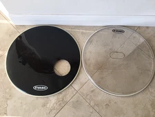 EVANS G2 22"BASS DRUM DRUM CLEAR BATEREHEAD USA+EVANS EQ3 RESONANT DRUM HEAD USA