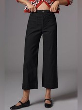MAEVE black linen blend The Colette High-Rise Crop Wide-Leg Pants size 26