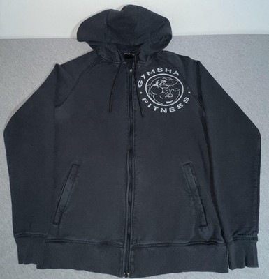 Gymshark Hoodie Mens Medium Black Full Zip Shark Logo Fitness Sweatshirt Jacket