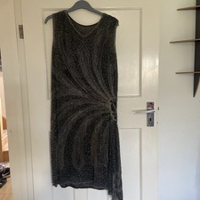 Embellished Beaded Evening Dress Size 12 Black Grey Designer?