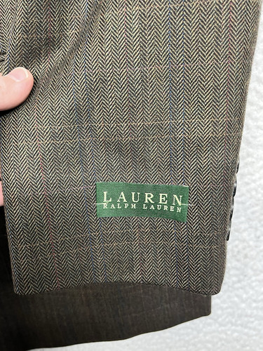Lauren Ralph Lauren Suit Jacket Blazer Mens 48R Brown Herringbone Two Button NWT - Picture 4 of 15