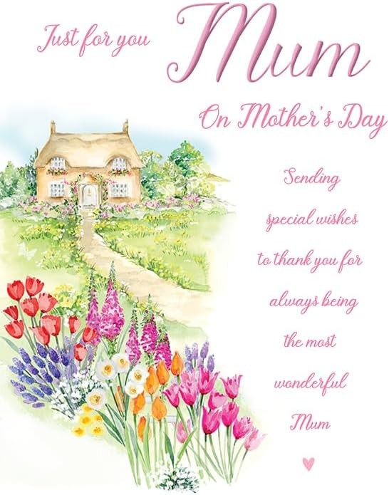Mother's Day Card. Just For You Mum. 23x15cm (9x6 Inches)