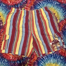 Vintage Caribbean Joe multi-coloured striped swim trunks retroswimwear