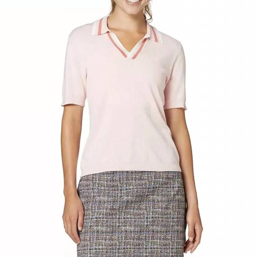 Lady Hagen Contrast Trim Short Sleeve Polo Pink