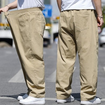 2025 Herren Elastisch Kordelzug Hose Khakihosen Locker Cargo Hose Gerades Bein