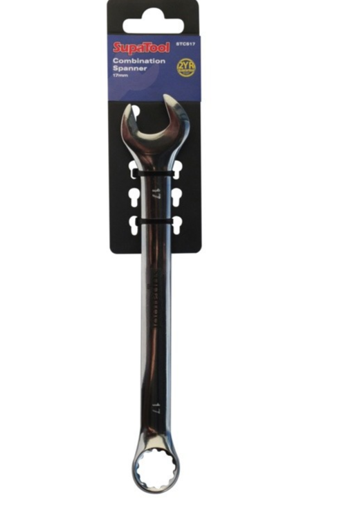 SupaTool Combination Spanner Fixed Head Open Ring Metric Polished Steel - 17mm