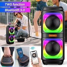 Bluetooth Waterproof Speaker Party Stereo RGB Lights Karaoke Heavy Bass with Mic