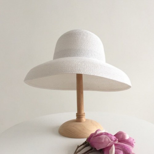 Summer Straw Hat Beach Sun Hats Handmade Women Wide Brim Classical Hepburn Style - Picture 15 of 16