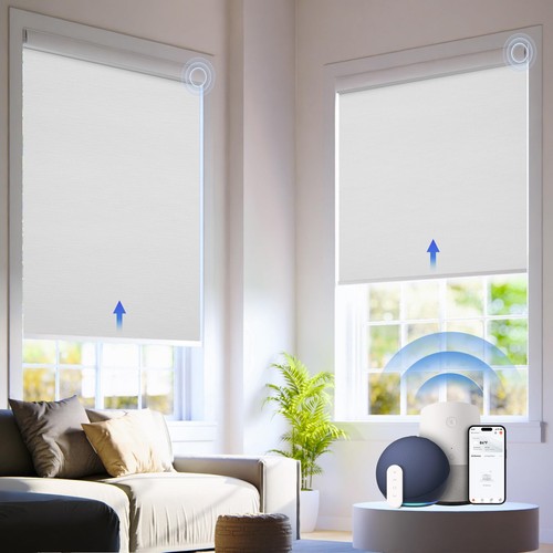 Motorized Blinds with Remote,Cordless Automatic Roller Shades for Windows,Bla...