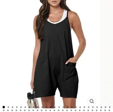 Anrabess Casual Romper With Pocket Size Large Black