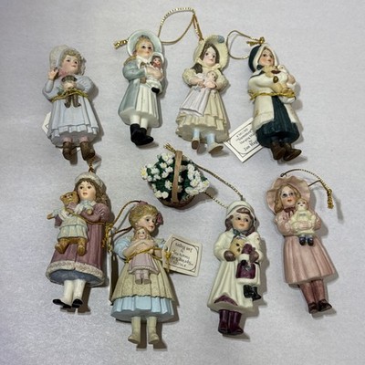 9 Piece Jan Hagara Hanging Mini Ornament Figurine Noel Stacy Nikki Amanda Katy +