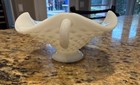 Vintage Fenton White Milk Glass Hobnail Handled Candy Dish — photo 6