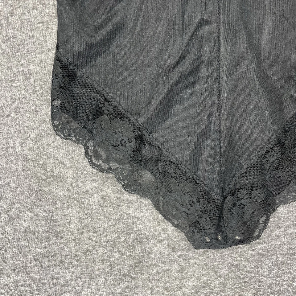 Lencería de peluche vintage body de una pieza encaje negro talla pequeña entrepierna a presión EE. UU. Foto 2 de 4