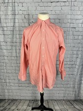 Brooks Brothers Regent Dress Shirt Mens 16-33 Orange, White Check Non-Iron