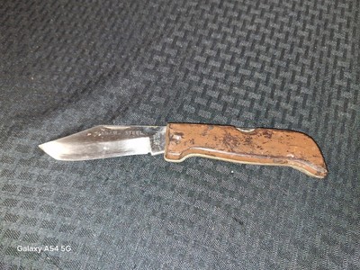 Vintage MAXAM STEEL LB 440 Japan Made Folding Lockback Knife Wood Handle