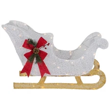 Northlight 30.25" LED Lighted Glittery White Sleigh Outdoor Christmas Decoration