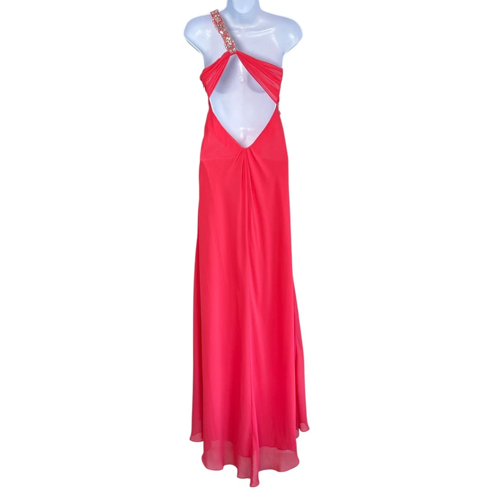 Vintage Y2K Morgan & Co Chiffon One Shoulder Hi-Low Formal Dress Size 3/4 Prom - Image 4 of 4