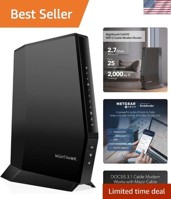 Nighthawk DOCSIS 3.1 WiFi 6 Router - USB Port, 6 Stream Wifi, High Performance