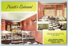 1960 Wilmington Delaware DE Postcard Picciotti's Restaurant 4th Dupont Streets